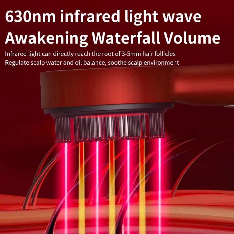 Electric Scalp Vibration Massage Comb Infrared Head Knead Massager Red Light Hair Growth Liquid Oil Applicator Anti-Hair Loss